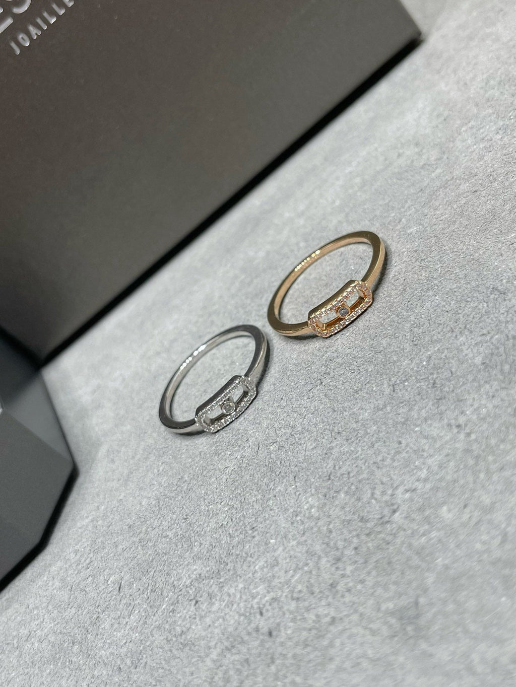 MOVE UNO PINK GOLD DIAMOND PAVED RING