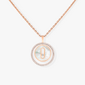 LUCKY MOVE 1 DIAMOND WHITE MOTHER OF PEARL PINK GOLD DIAMOND NECKLACE