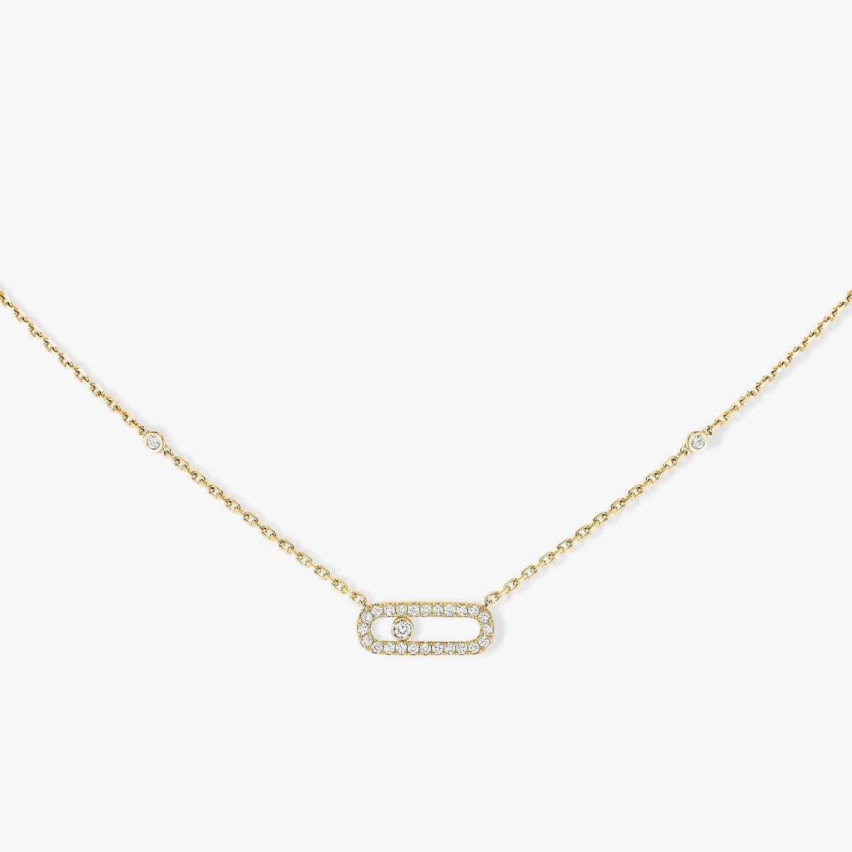 MOVE UNO PAVED SILVER DIAMOND NECKLACE