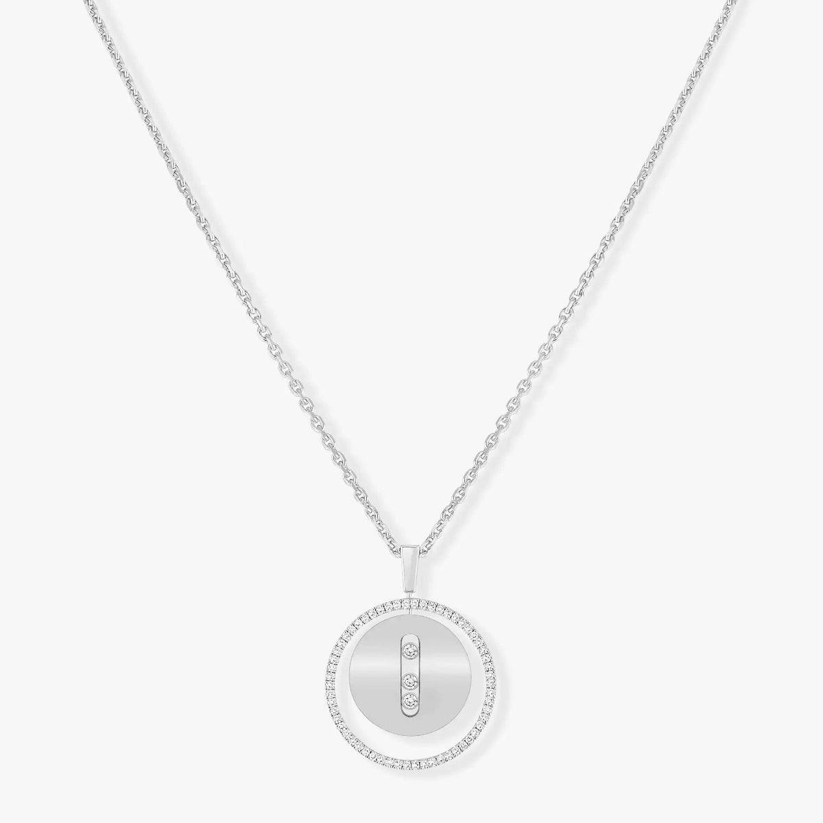 LUCKY MOVE MM SILVER DIAMOND NECKLACE