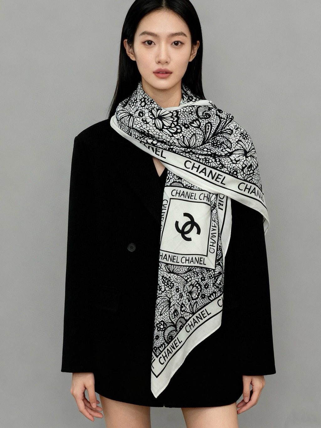 CHANEL 25S SCARF 135 CM IN CASHMERE AND SILK 943316