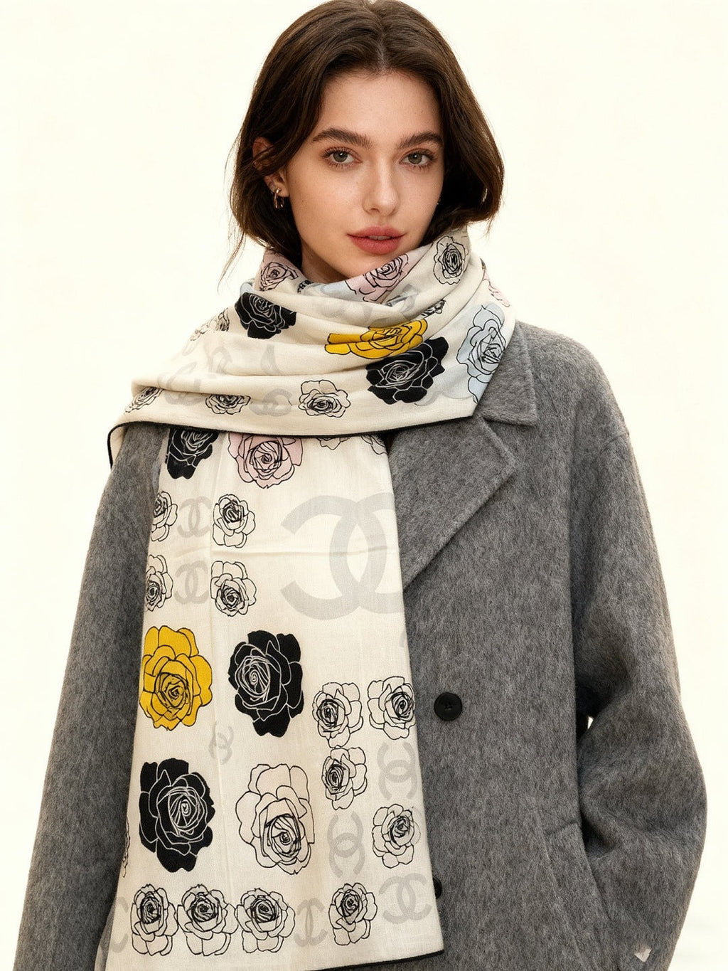 CHANEL 25S SCARF 140 CM IN CASHMERE AND SILK 943335