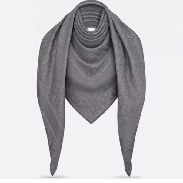 DIOR SQUARE SCARF 140 CM IN COOL GRAY WOOL AND SILK 408661