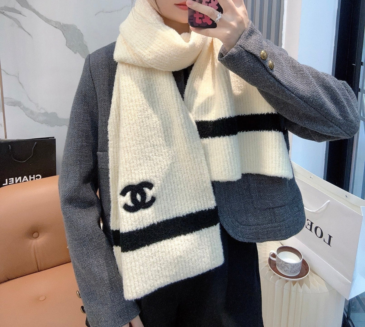 CHANEL 25S SCARF 175 CM IN WOOL CASHMERE 943160