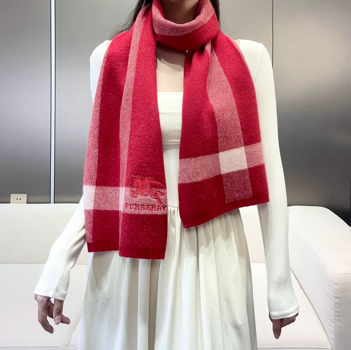 SCARF 190 CM IN CHERRY RED CASHMERE 398397