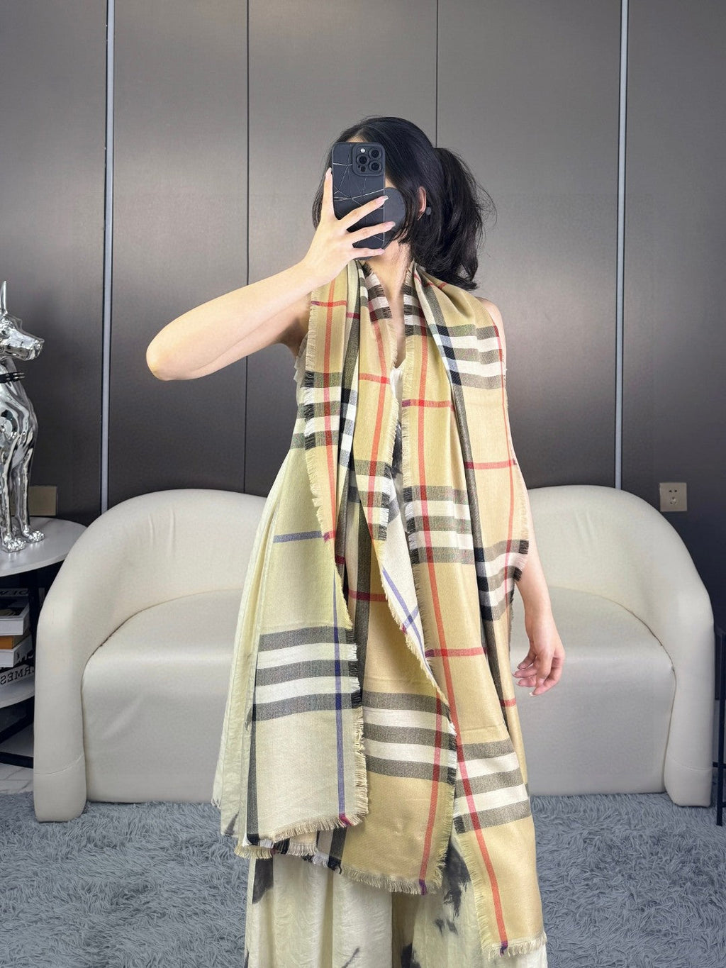 BBR SCARF 220 CM IN SILK CASHMERE 481239