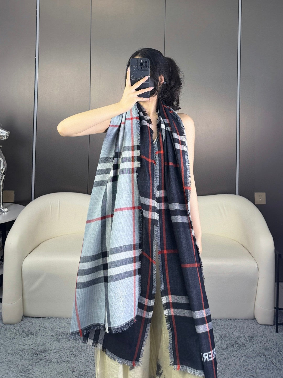 BBR SCARF 220 CM IN SILK CASHMERE 481241