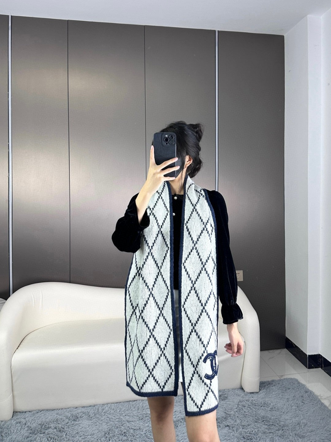 CHANEL 25S SCARF 180 IN WOOL 989767