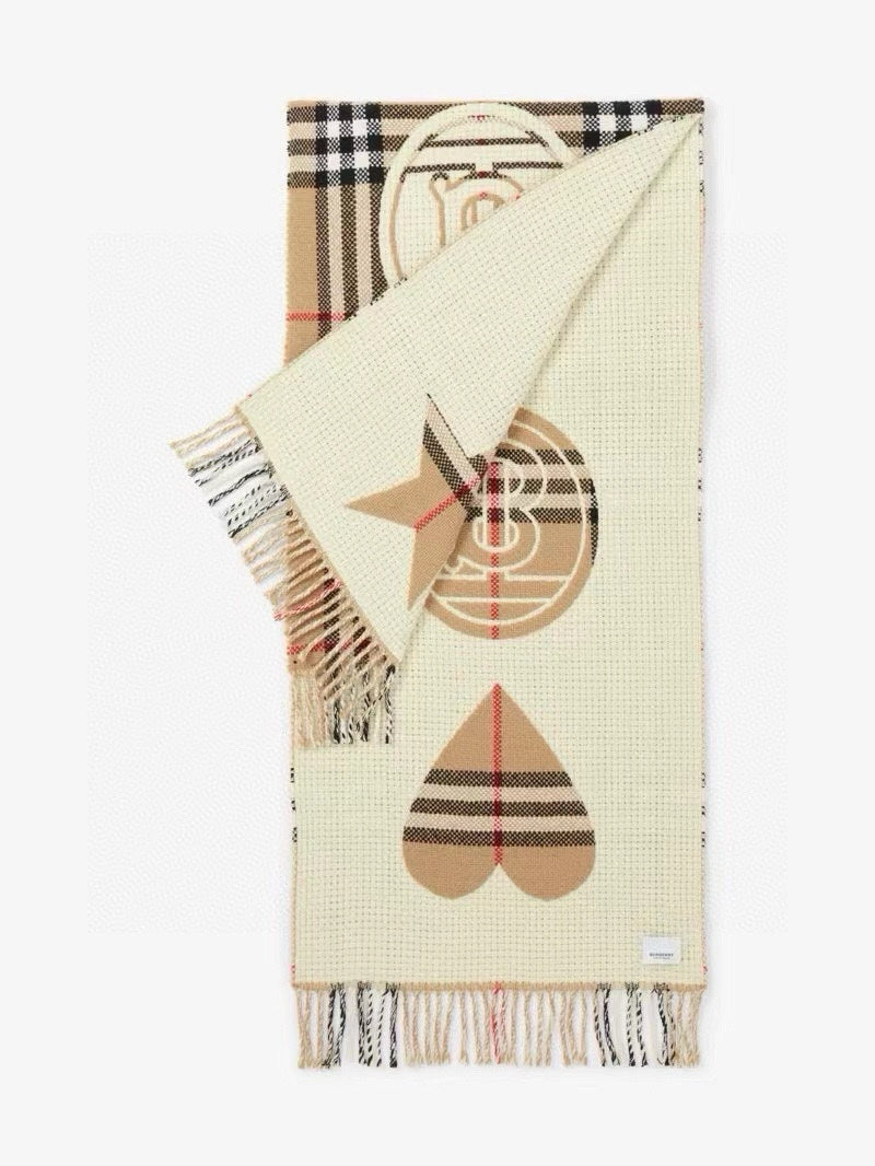 SCARF 205 CM IN CAMEL BEIGE MIX WHITE WOOL AND CASHMERE 408559