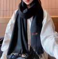 CLASSIC SCARF 200 CM IN BLACK CASHMERE 402267